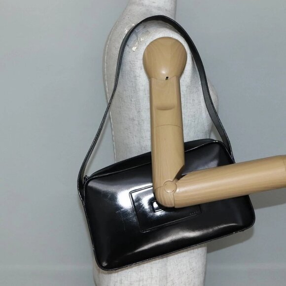 GUCCI Shoulder Bag Enamel Black Silver 001 3031 Auth 143306 - Picture 3 of 16